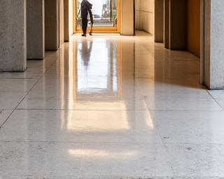 Cleaned stone floor in a newly constructed building